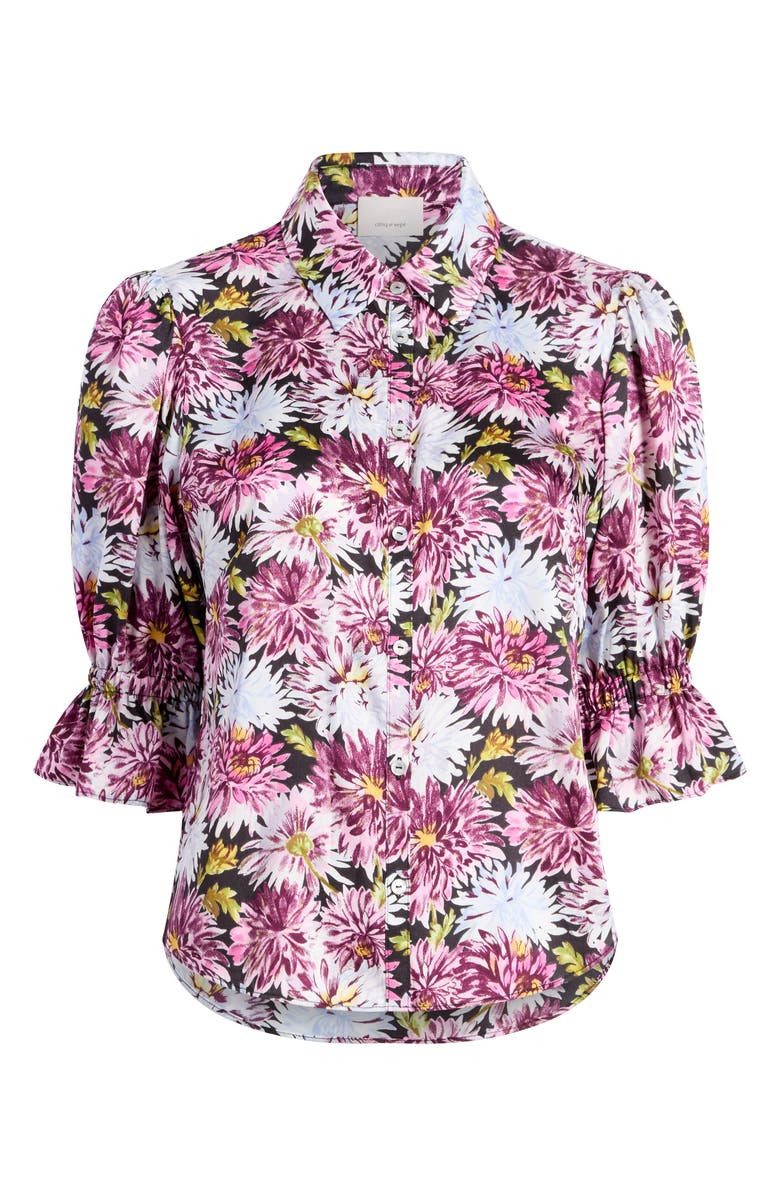 Cinq à Sept Fiona Dahlia Print Button-Up Shirt, Alternate, color, Lavender Crystal Multi