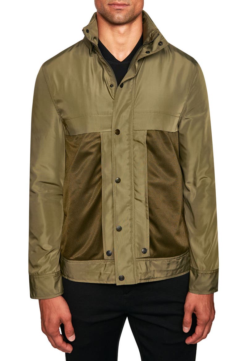 Solid Water Resistant Mesh Hooded Jacket, Main, color, OLIVE
