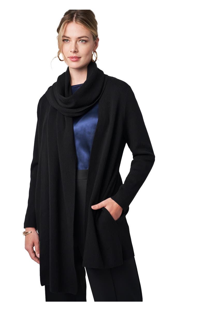 Jessica London Wrap Scarf Coatigan, Main, color, Black
