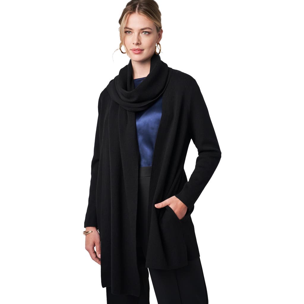 Jessica London Wrap Scarf Coatigan In Black