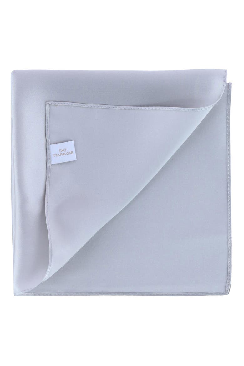 Sutton Solid Silk Pocket Square, Main, color, SILVER