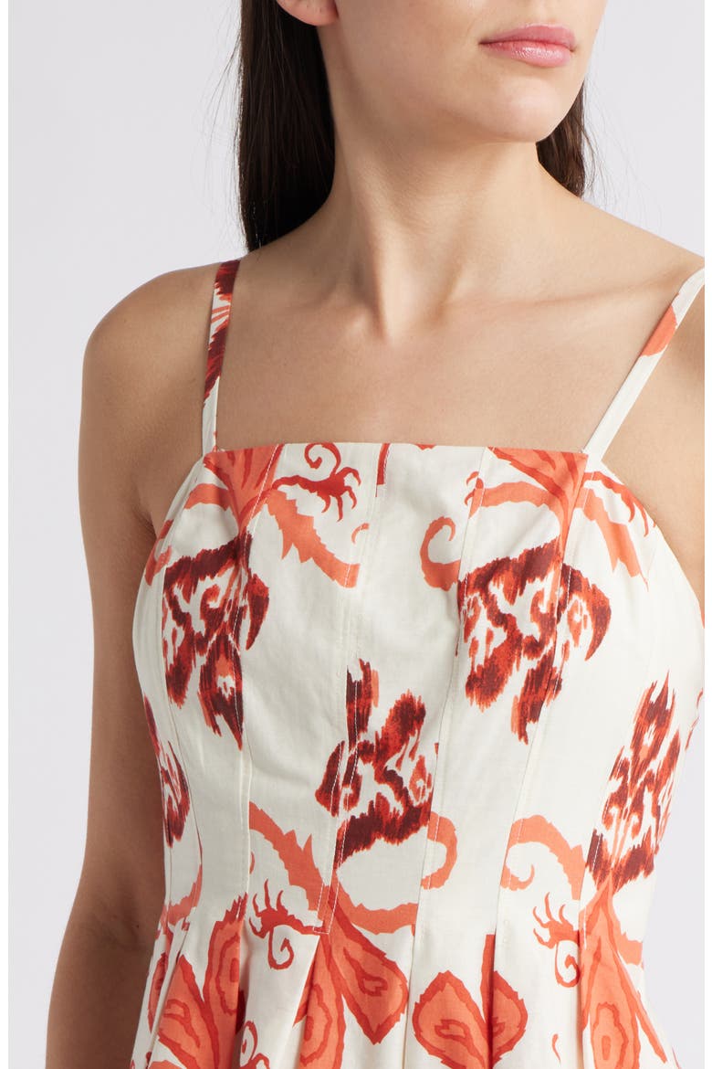 Isla Ikat Print Tiered Cotton Minidress, Alternate, color, CORAL
