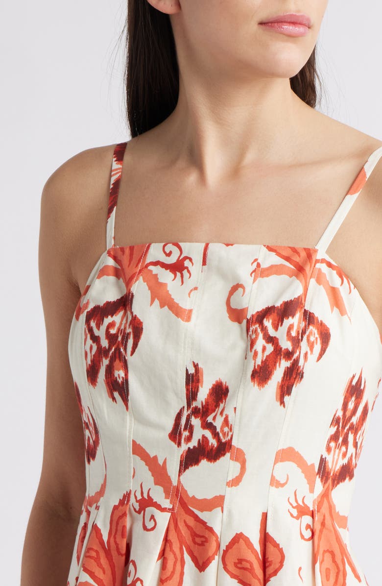 Adelyn Rae Isla Ikat Print Tiered Cotton Minidress, Alternate, color, Coral