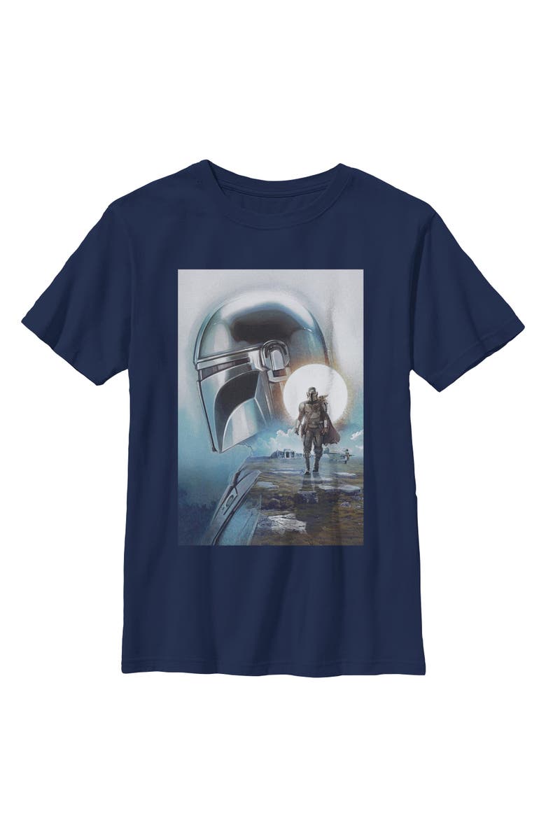 Star Wars: The Mandalorian and Grogu Boy's Star Wars The Mandalorian and Grogu Din Djarin and The Child Poster  Graphic T-Shirt, Main, color, Navy Blue