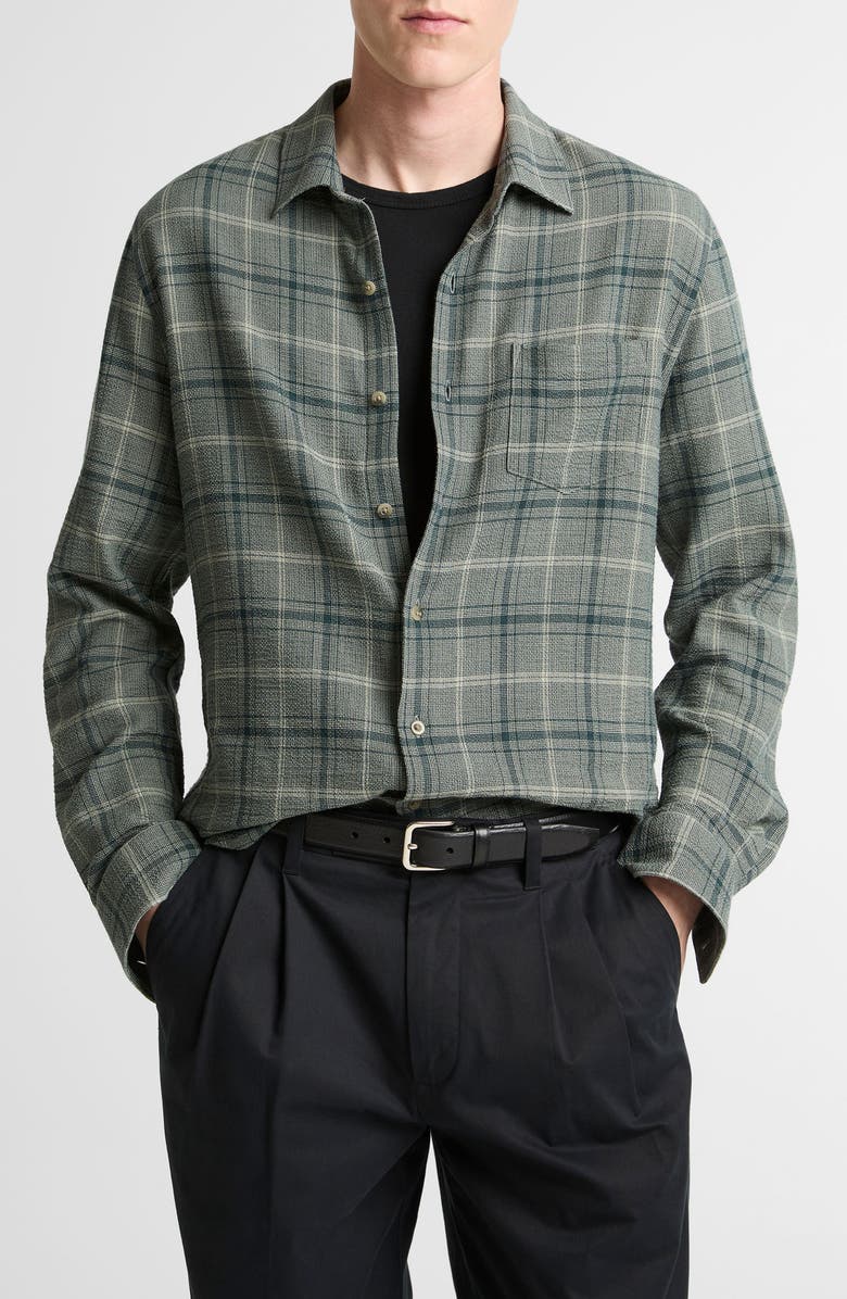 Vince Catskill Plaid Button-Up Shirt, Main, color, Seaweed/ Matcha