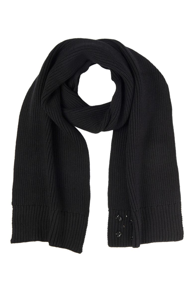 Knit Scarf, Main, color, BLACK