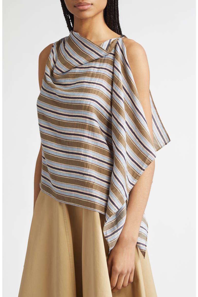 Lota Stripe Side Drape Sleeveless Top, Alternate, color, HAZEL STRIPE