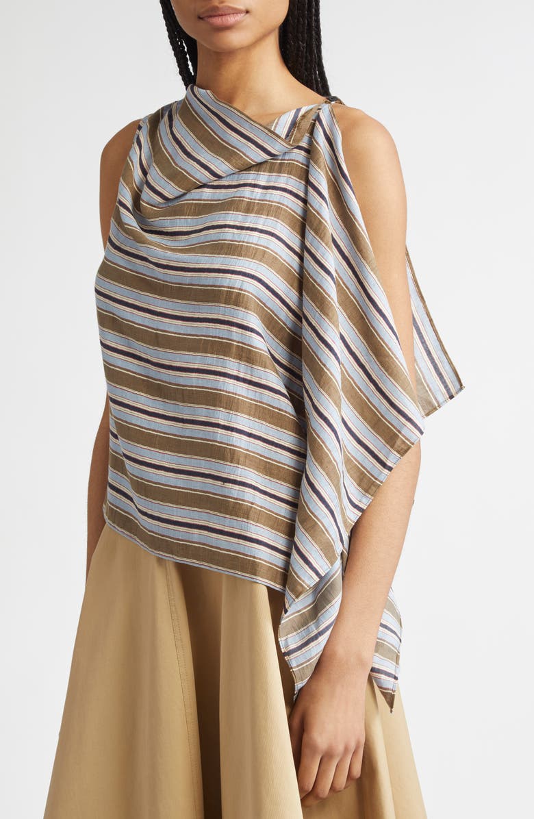 A.L.C. Lota Stripe Side Drape Sleeveless Top, Alternate, color, Hazel Stripe