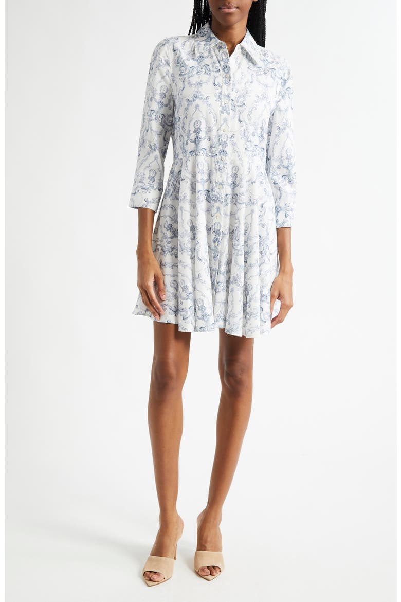 Meadow Shirtdress, Main, color, WHITE BLUE SCROLL TOILE