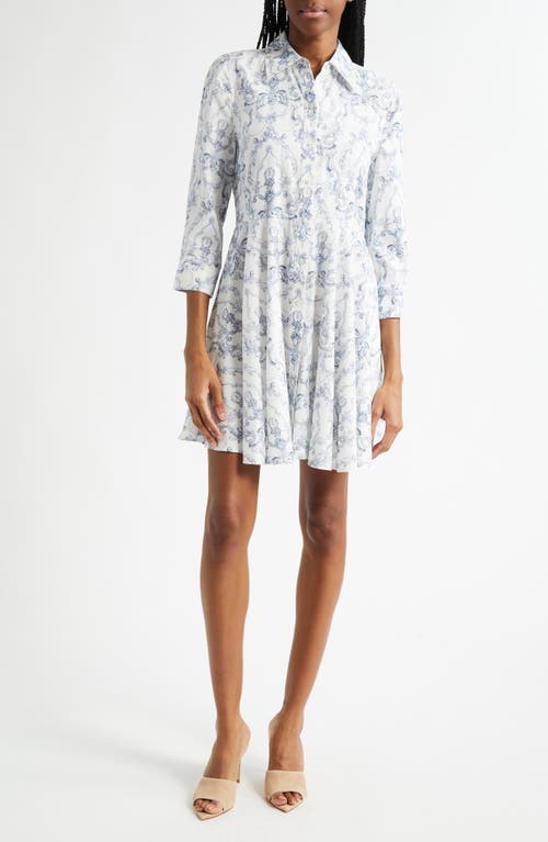 Shop L Agence L'agence Meadow Shirtdress In White Blue Scroll Toile