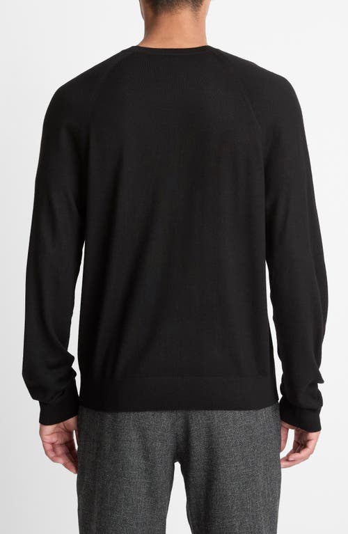 Vince Merino Wool & Cashmere Crewneck Sweater In Black
