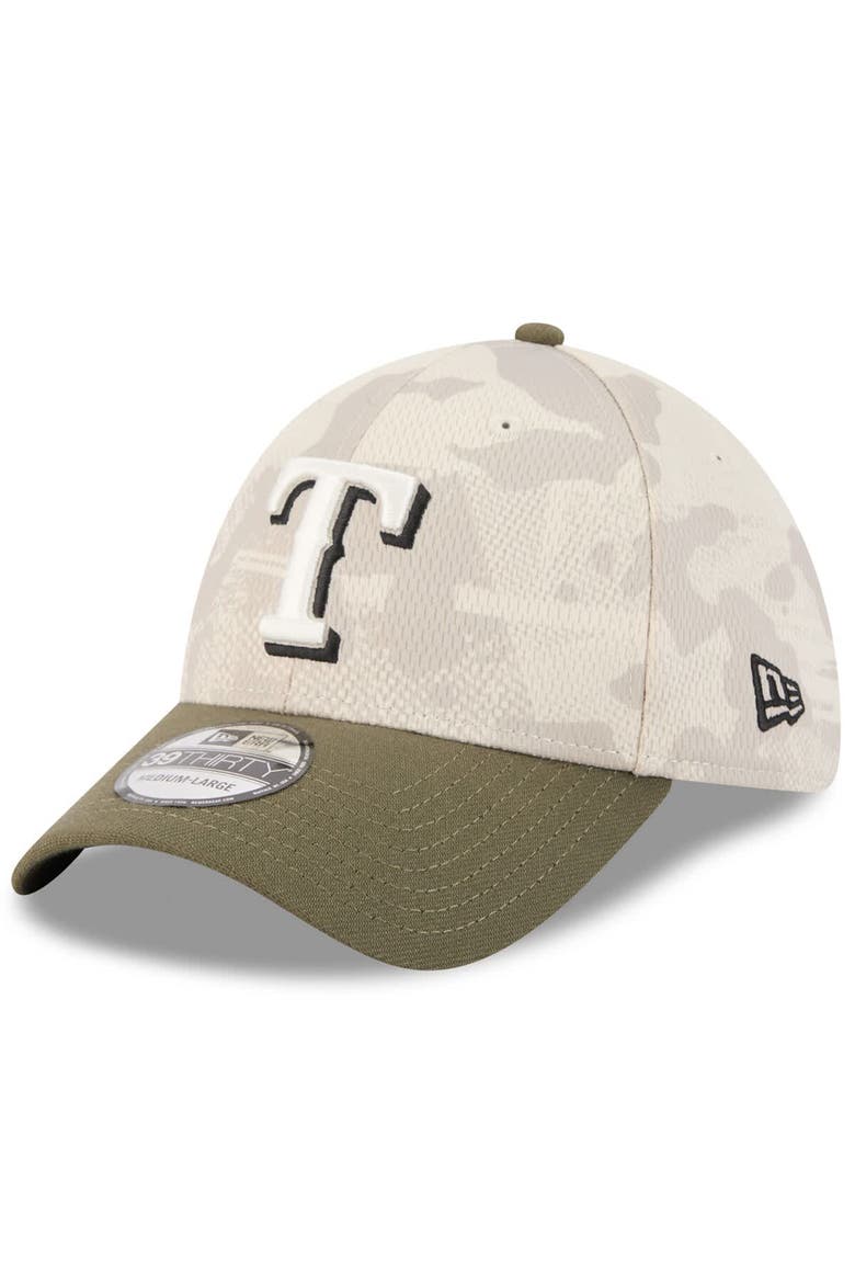 Men's New Era Light Beige/Olive Texas Rangers 2025 Armed Forces Day 39THIRTY Flex Hat, Alternate, color, Light Beige