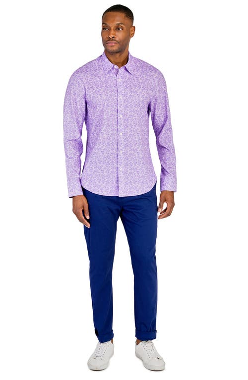 Construct Dainty Floral Woven Long Sleeve Shirt In Lilac