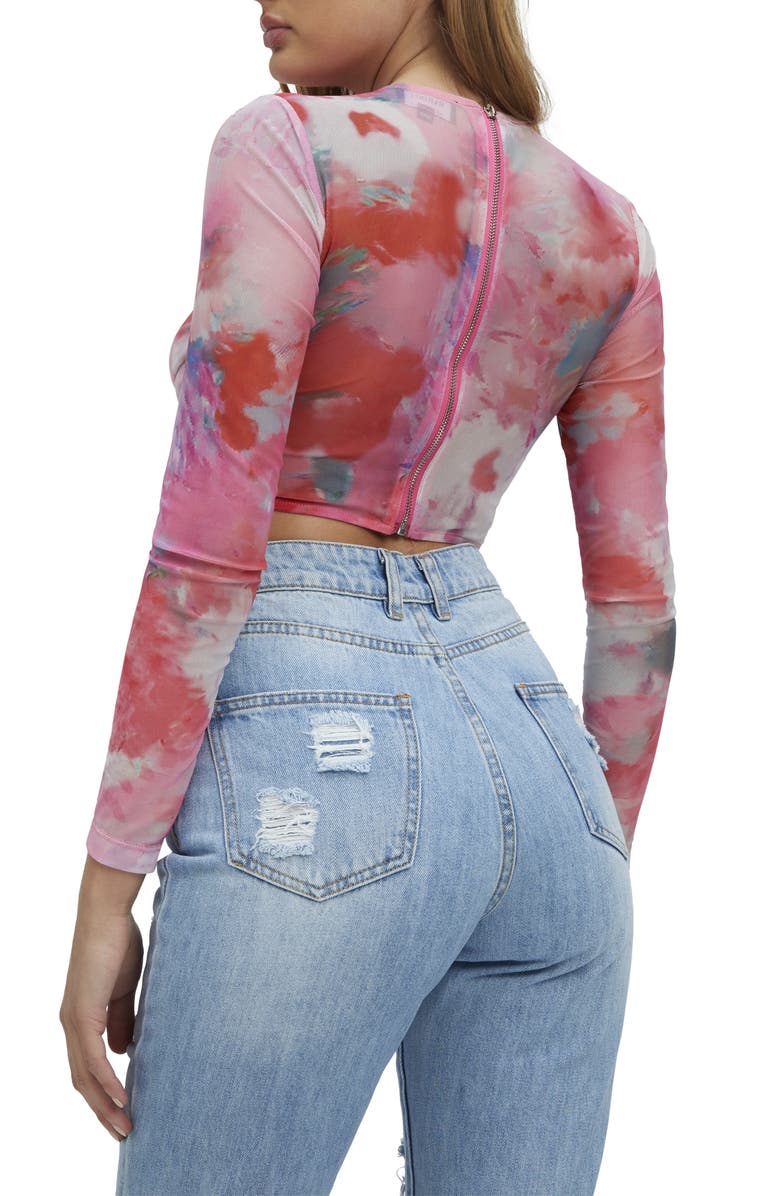 Bardot Lena Mesh Corset Top, Alternate, color, Wildflower