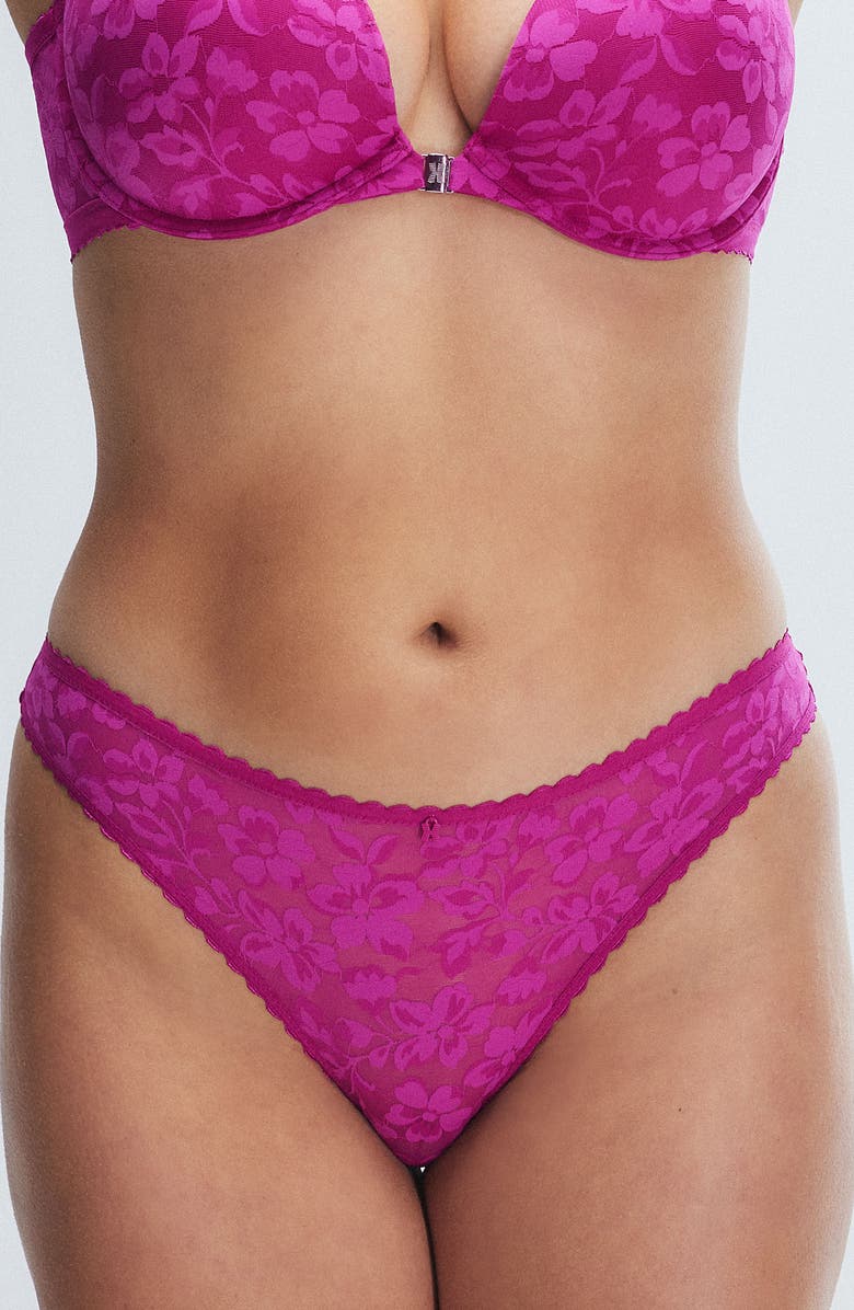 SAVAGE X FENTY Lavish Lace Thong, Main, color, Purple Passionfruit