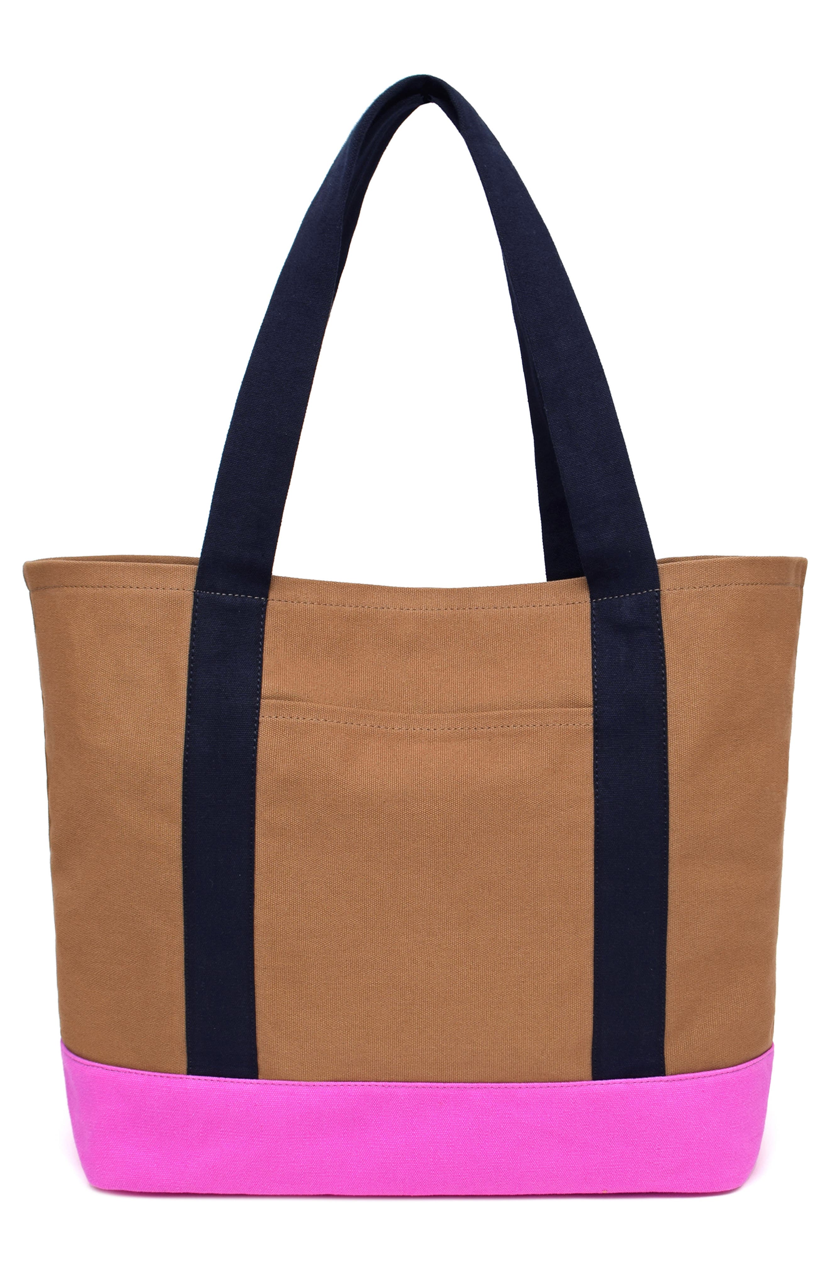 Kylee Colorblocked Canvas Tote, Alternate, color, KHAKI/ MIDNIGHT