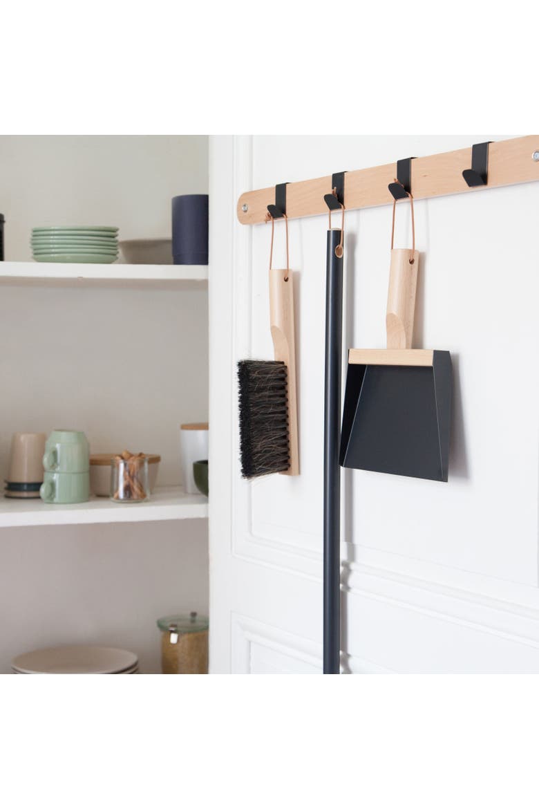 Andree Jardin Mr & Mrs Clynk Hand Brush, Dustpan, and Wall Hooks Set, Alternate, color, Black