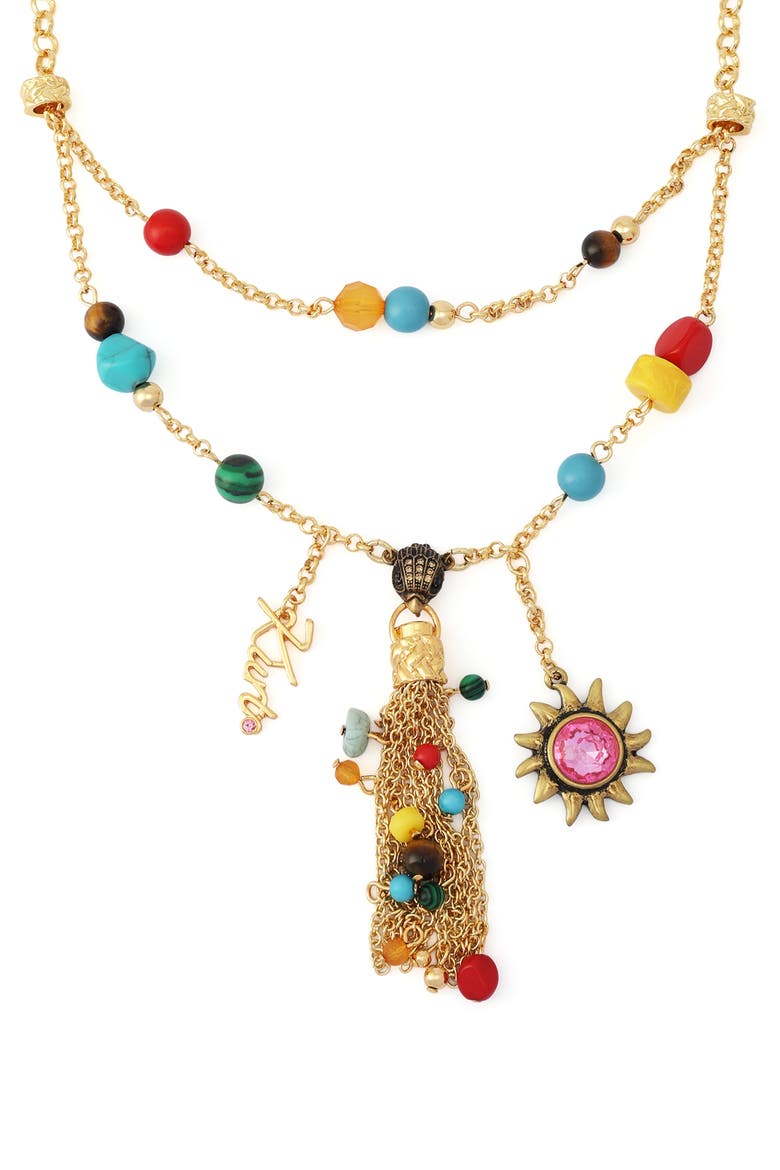 Bead Tassel Layered Necklace, Alternate, color, GOLD/ MULTI