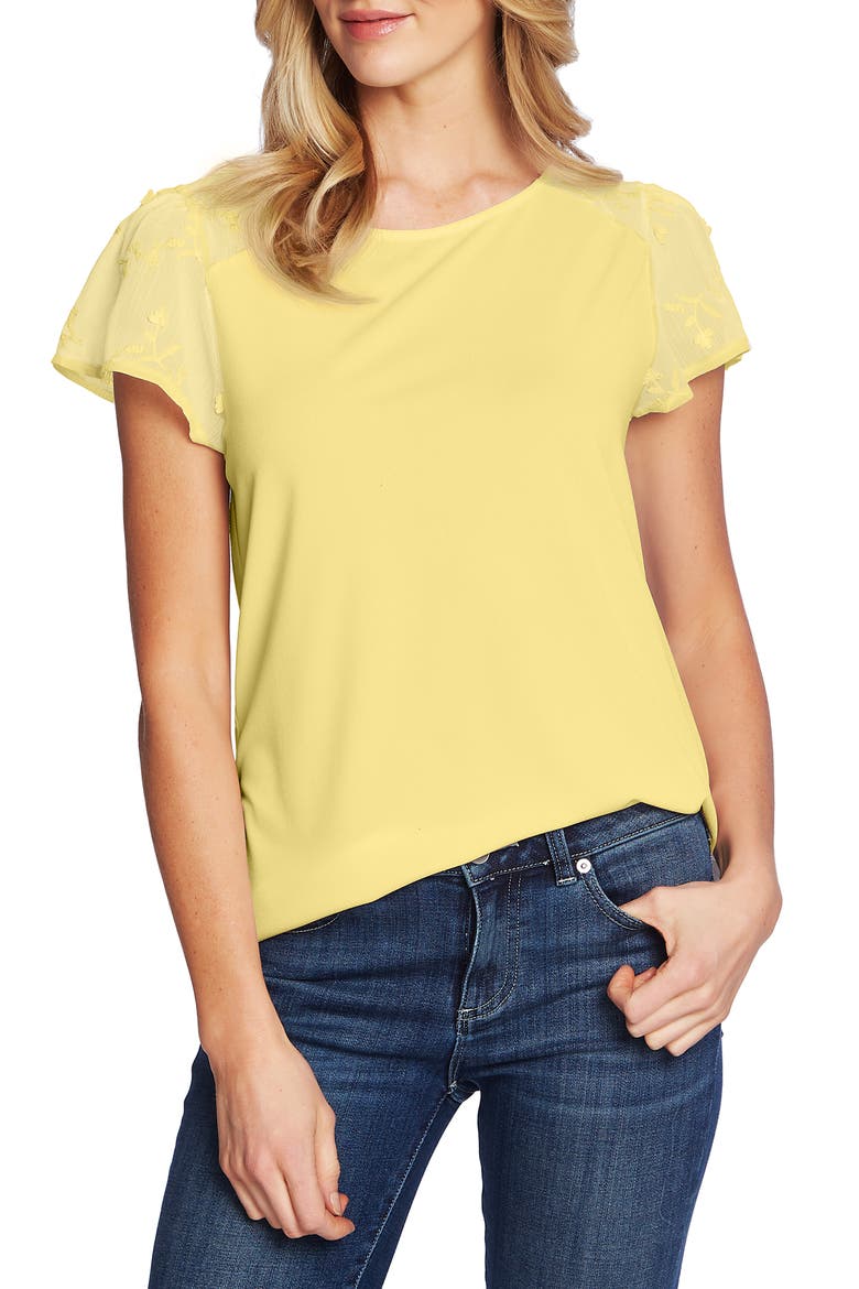Flutter Sleeve Crepe Blouse, Main, color, DANDELION