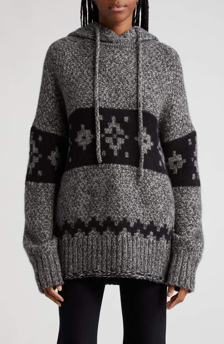 Khaite Dobbi Fair Isle Oversize Cashmere Hoodie, Main, color, 