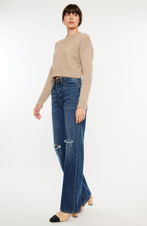 Kancan Montana Ultra High Rise 90's Flare Jeans In Brown