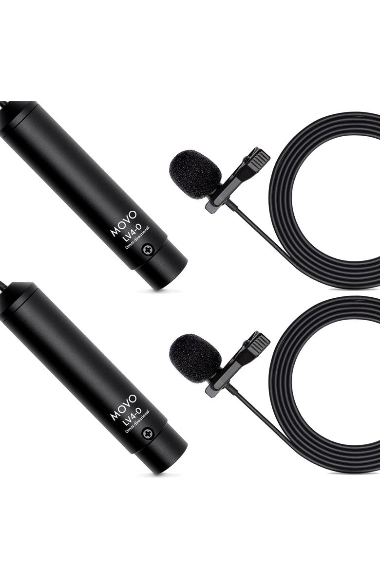 MOVO LV4-O2 Omnidirectional Lavalier Mic Set - XLR Phantom Powered, Main, color, Black