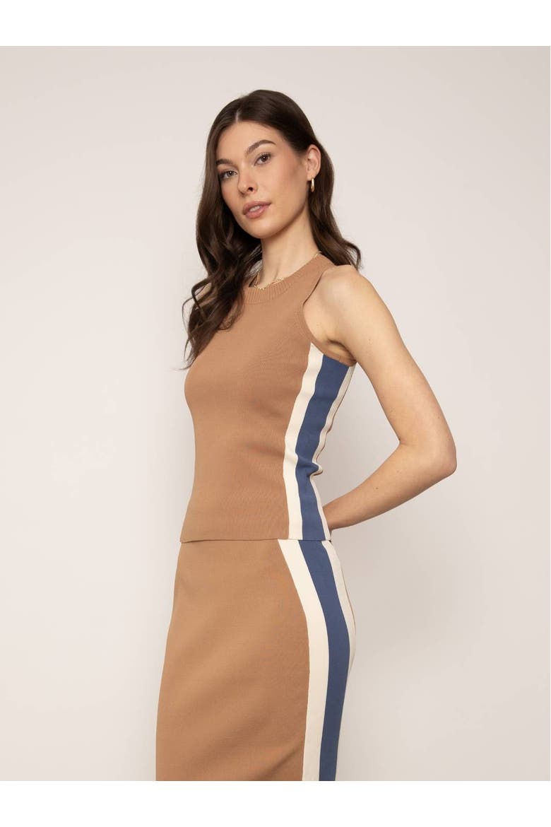 Harlow Varsity Racer Tank, Main, color, Camel Combo
