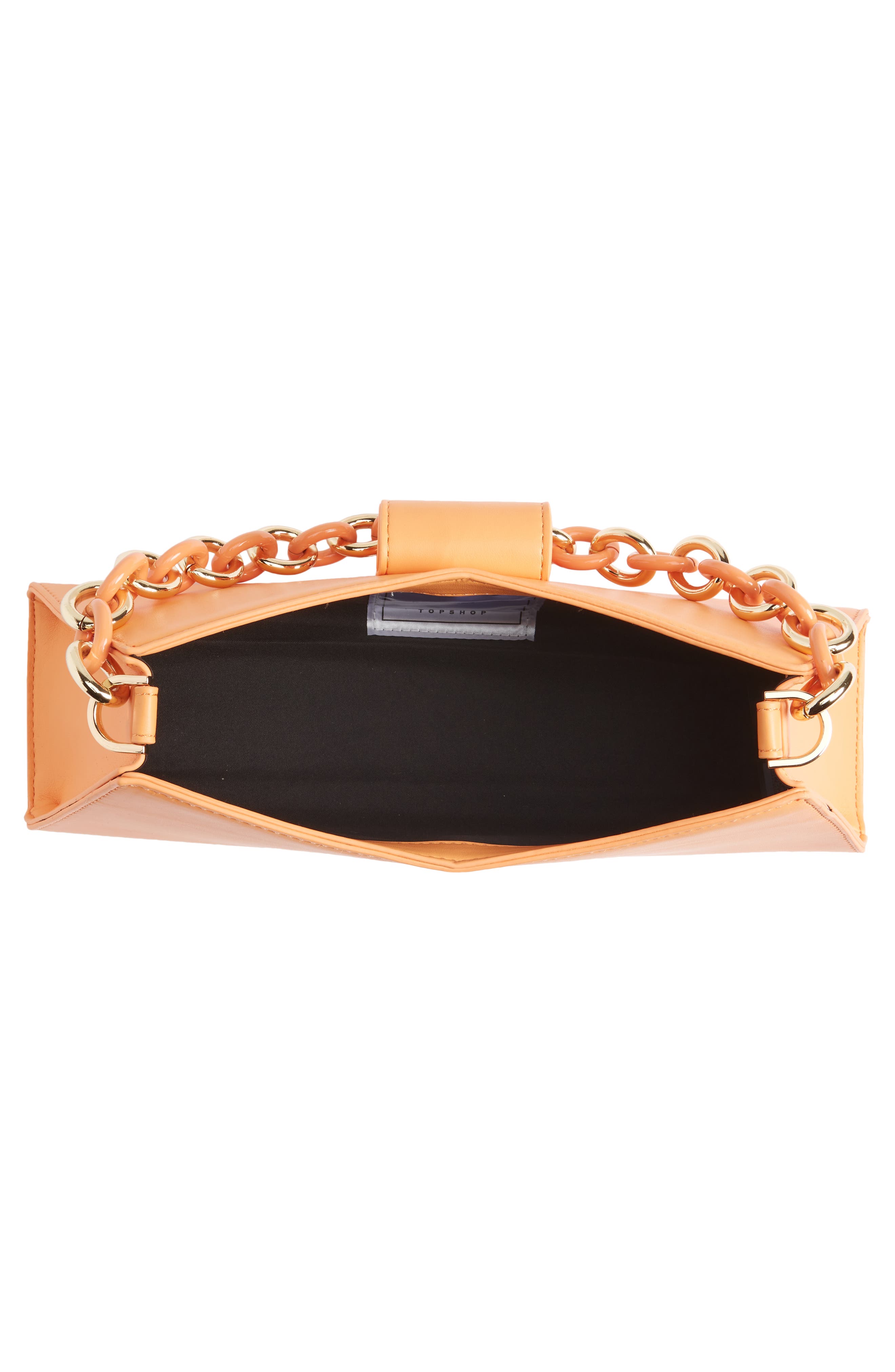 Faux Leather Structured Chain Strap Shoulder Bag, Alternate, color, ORANGE