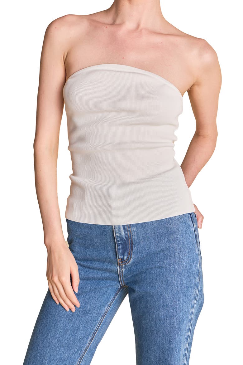 Strapless Knit Top, Alternate, color, WHITE