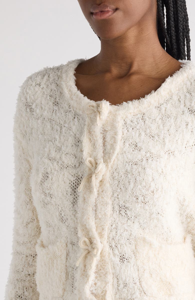 Acne Studios Kitsari Textured Wool Blend Cardigan, Alternate, color, White