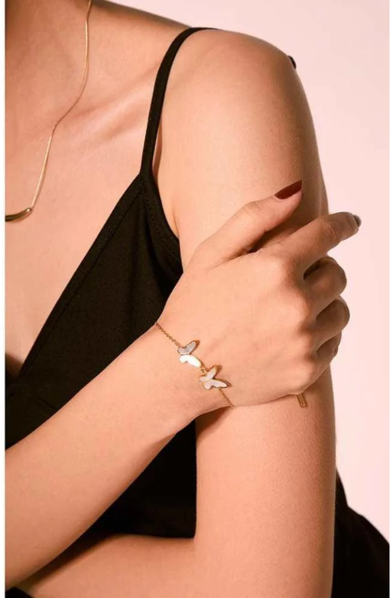 Hollywood Sensation Butterfly Bracelet in Gold with Sea Shell Inlay Bracelet, Alternate, color, Gold