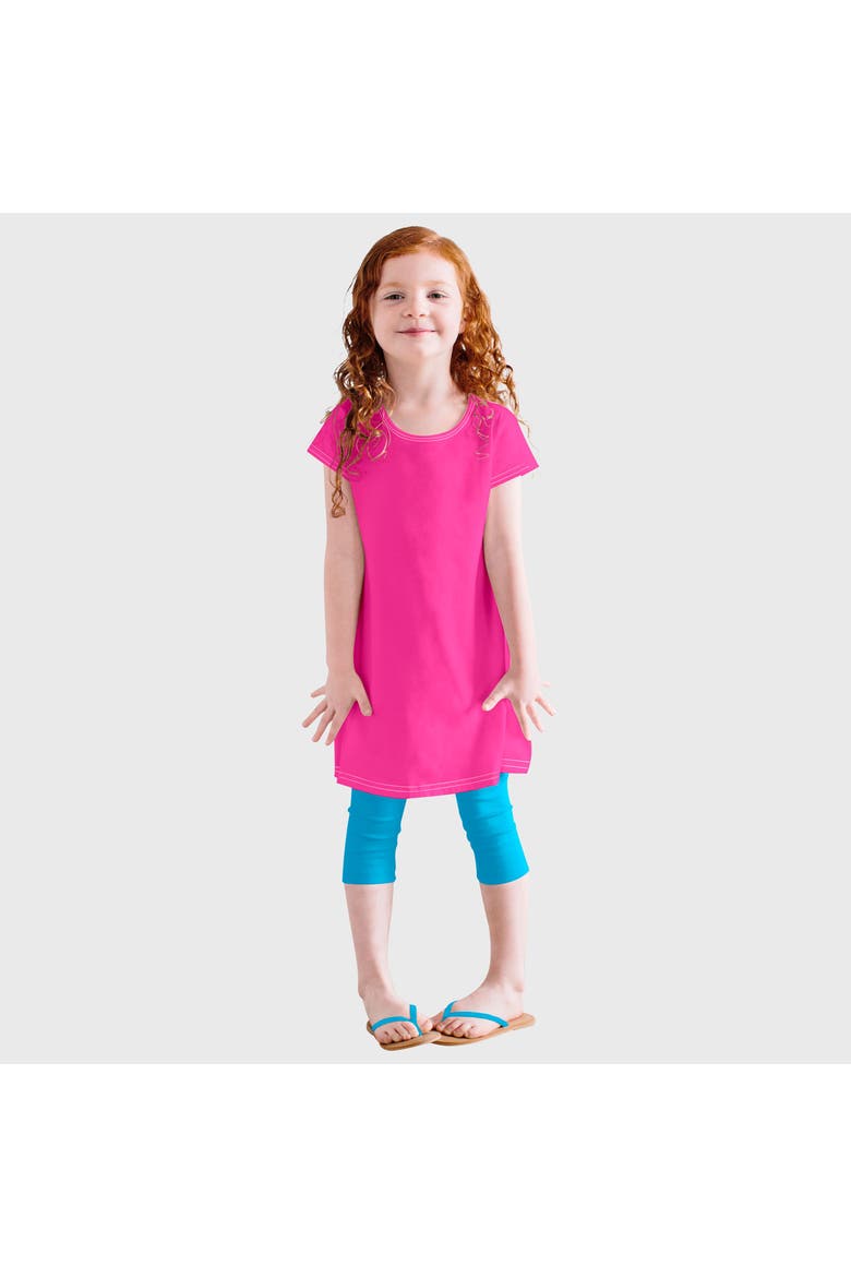 Girls 100% Cotton Soft Knit Jersey Cap Sleeve Dress, Main, color, Hot Pink