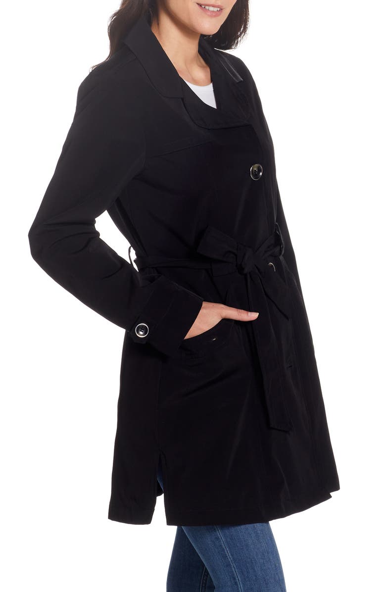 Gallery Belted Raincoat, Alternate, color, Black