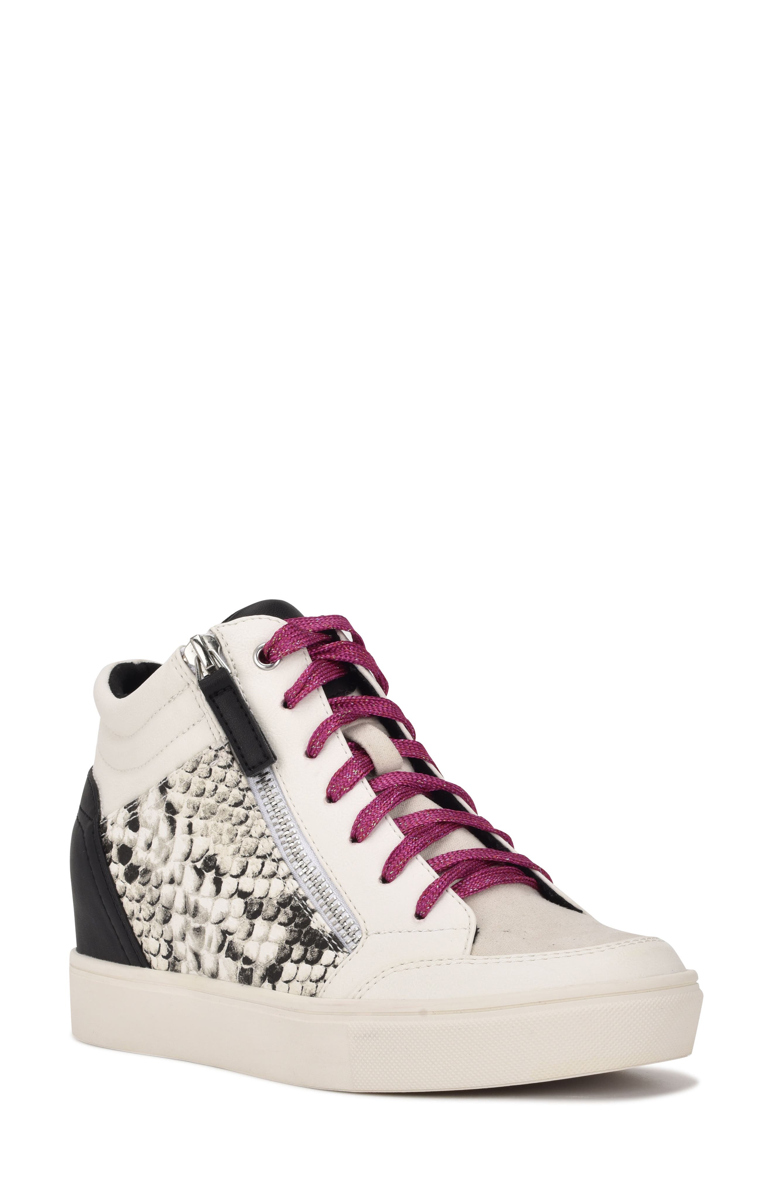 Tons Lace-Up Wedge Sneaker, Main, color, WHITE/ SNAKE MULTI