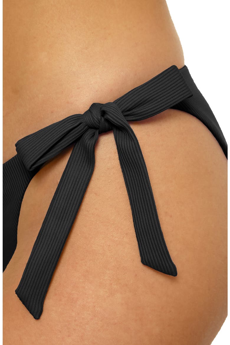 Modern Edge Tie Side Rib Bikini Bottoms, Alternate, color, BLACK