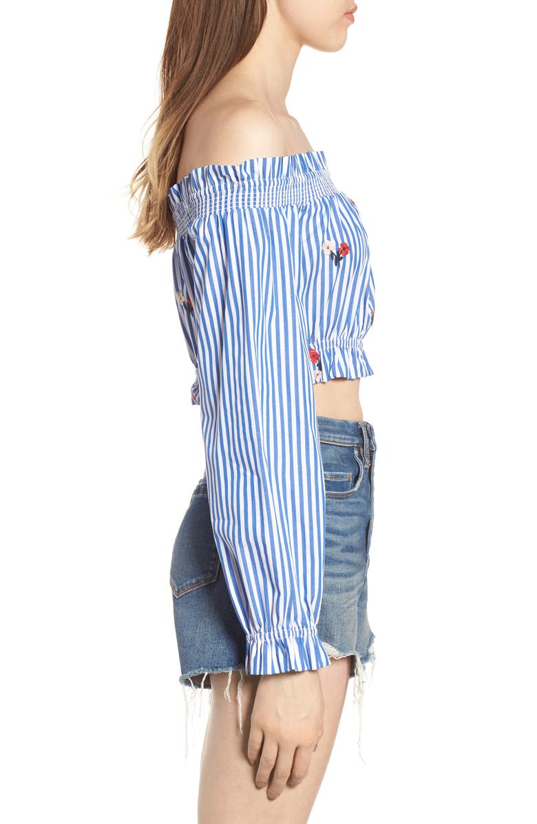 Chloe & Katie Chloe + Katie Embroidered Off the Shoulder Crop Top, Alternate, color, 