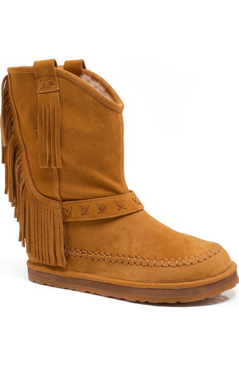 Free People Faye Fringe Faux Fur Boot, Main, color, Toffee Suede