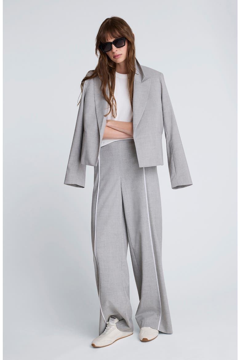 Piping Detail Wide Leg Pants, Alternate, color, LIGHT HEATHER GREY