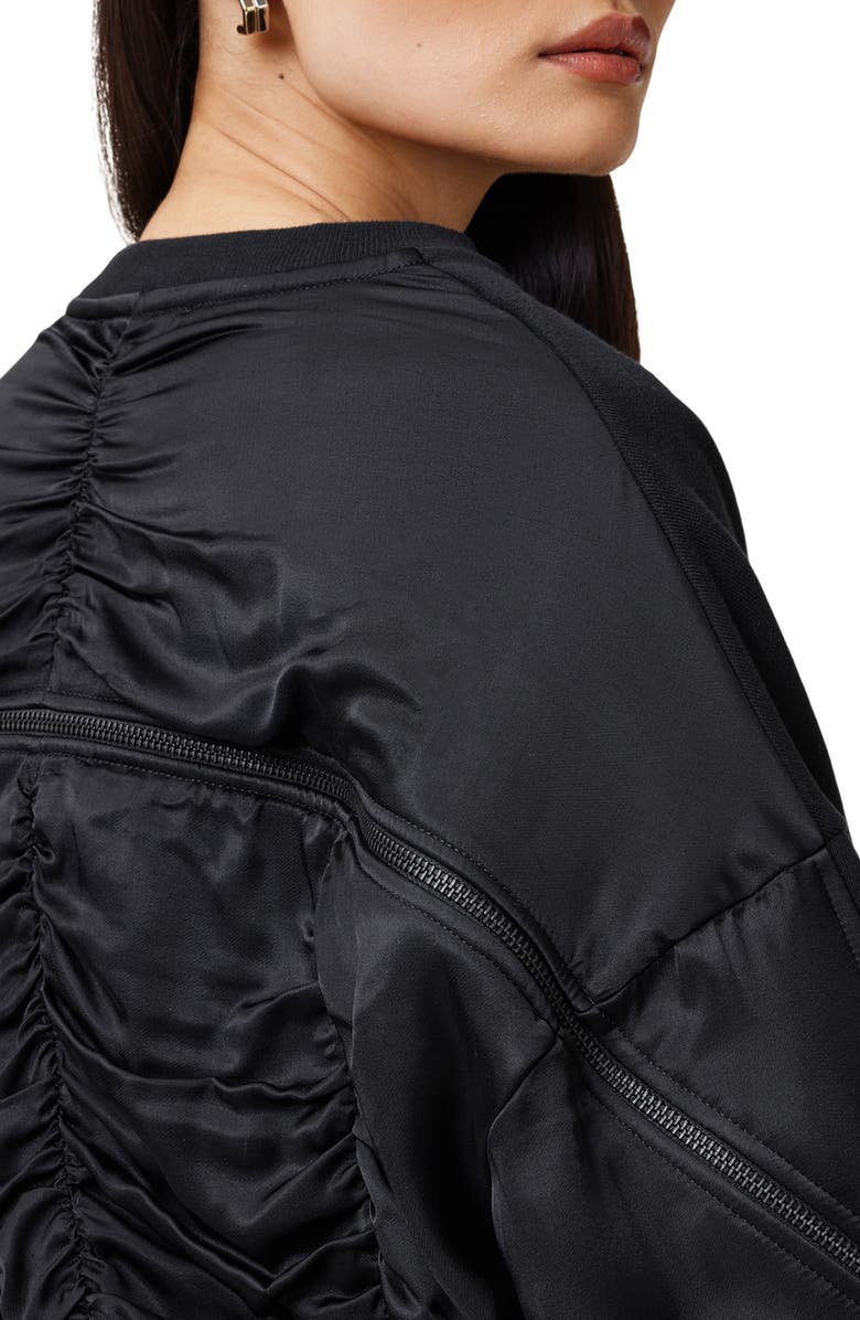 AllSaints Zipper Accent Shirred Cotton Sweatshirt, Alternate, color, 