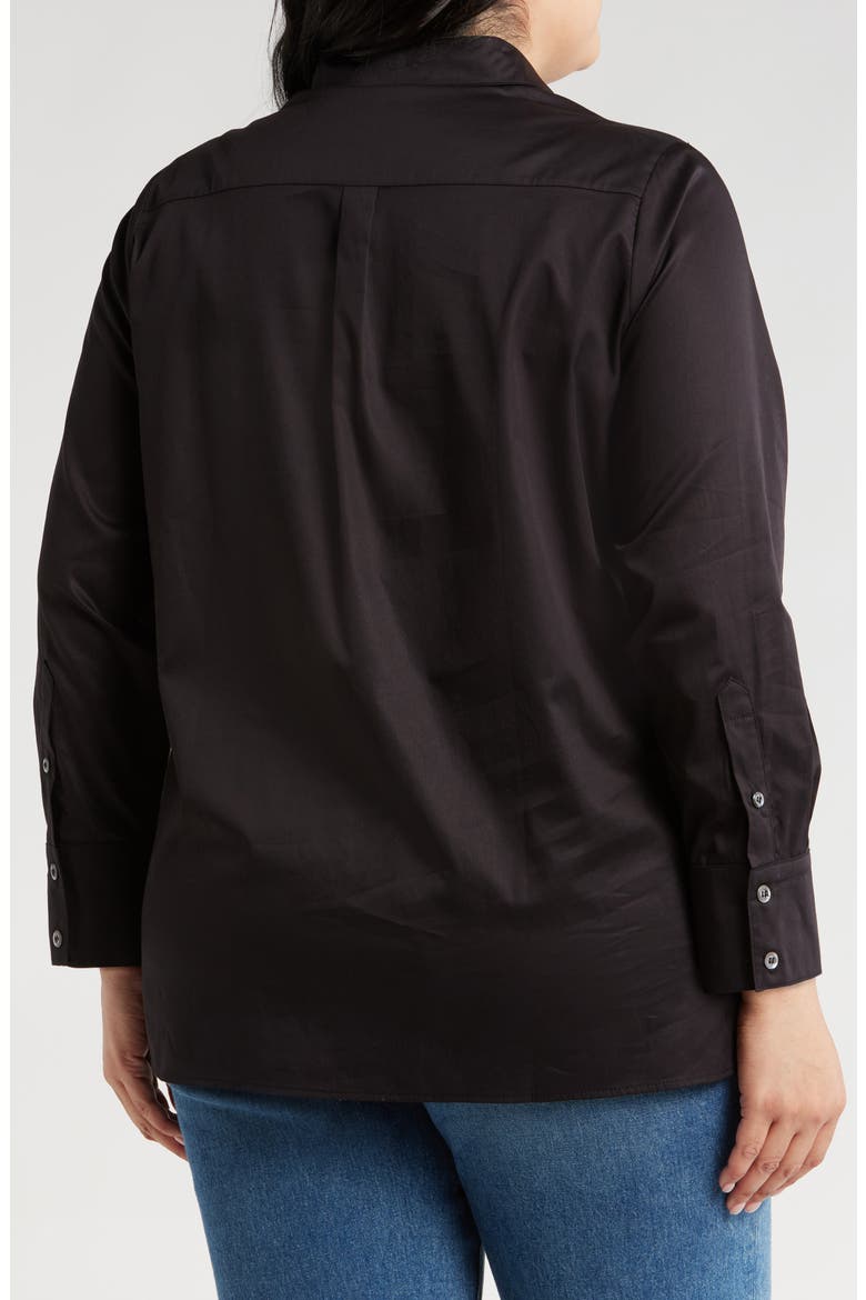 Kaliyah Pleated Button-Up Shirt, Alternate, color, BLACK