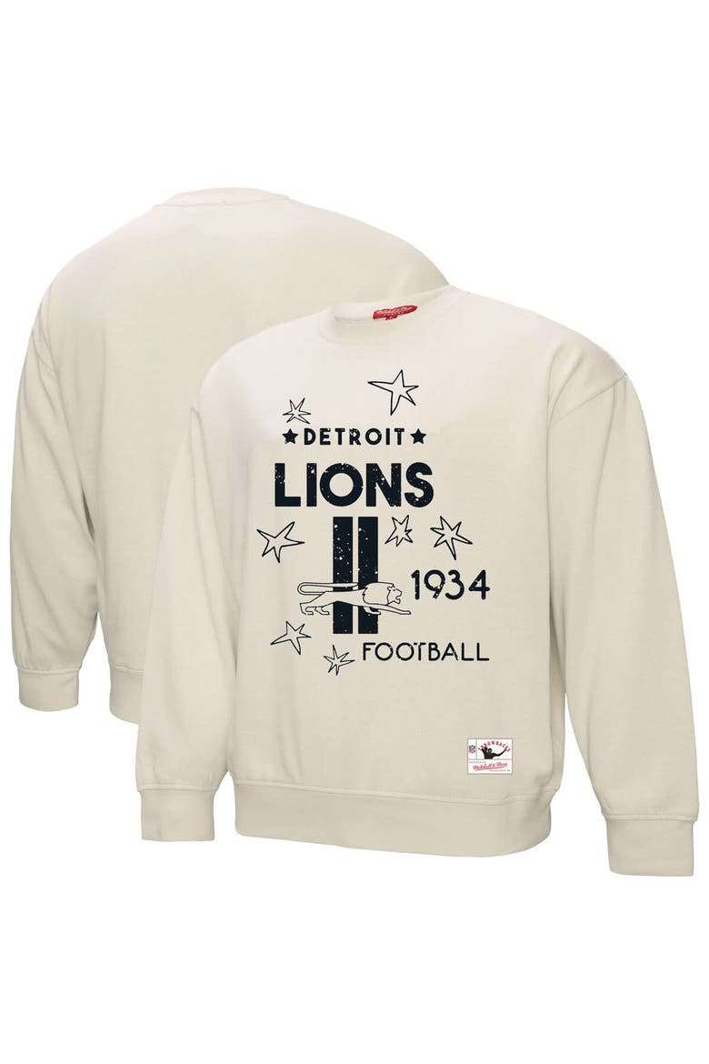 Women's Mitchell & Ness Cream Detroit Lions Shooting Stars Pullover Sweatshirt, Alternate, color, Cream