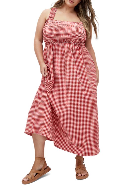 Shop City Chic Cute Gingham Maxi Sundress In Red Gingham
