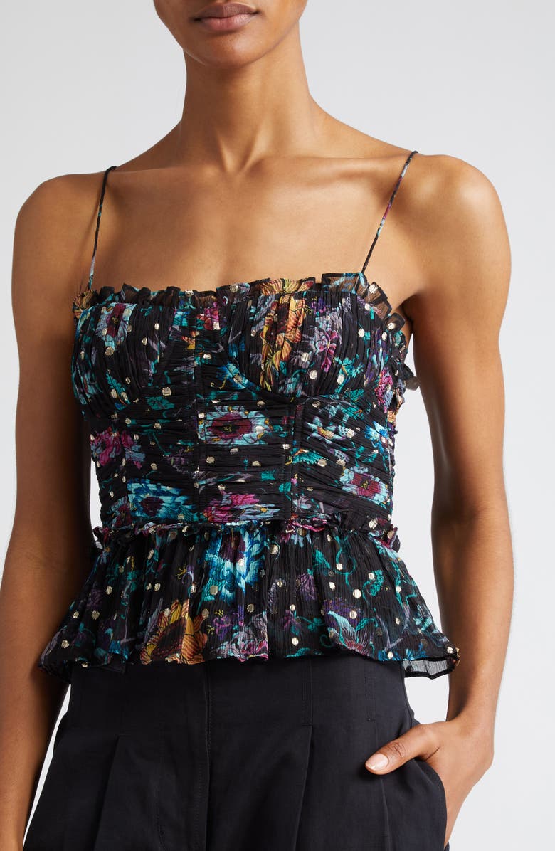Ulla Johnson Amabel Ruched Peplum Silk Camisole, Alternate, color, 