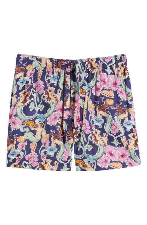The Lazy Poet Ben Calypso Pajama Shorts In Blue