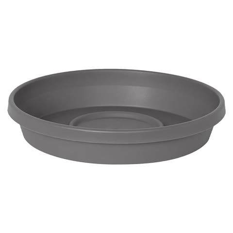 Terra 20 Inch Resin Flower Pot Saucer, Charcoal Gray