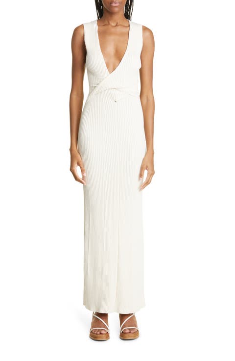 Enes Twist Front Ribbed Cotton Dress