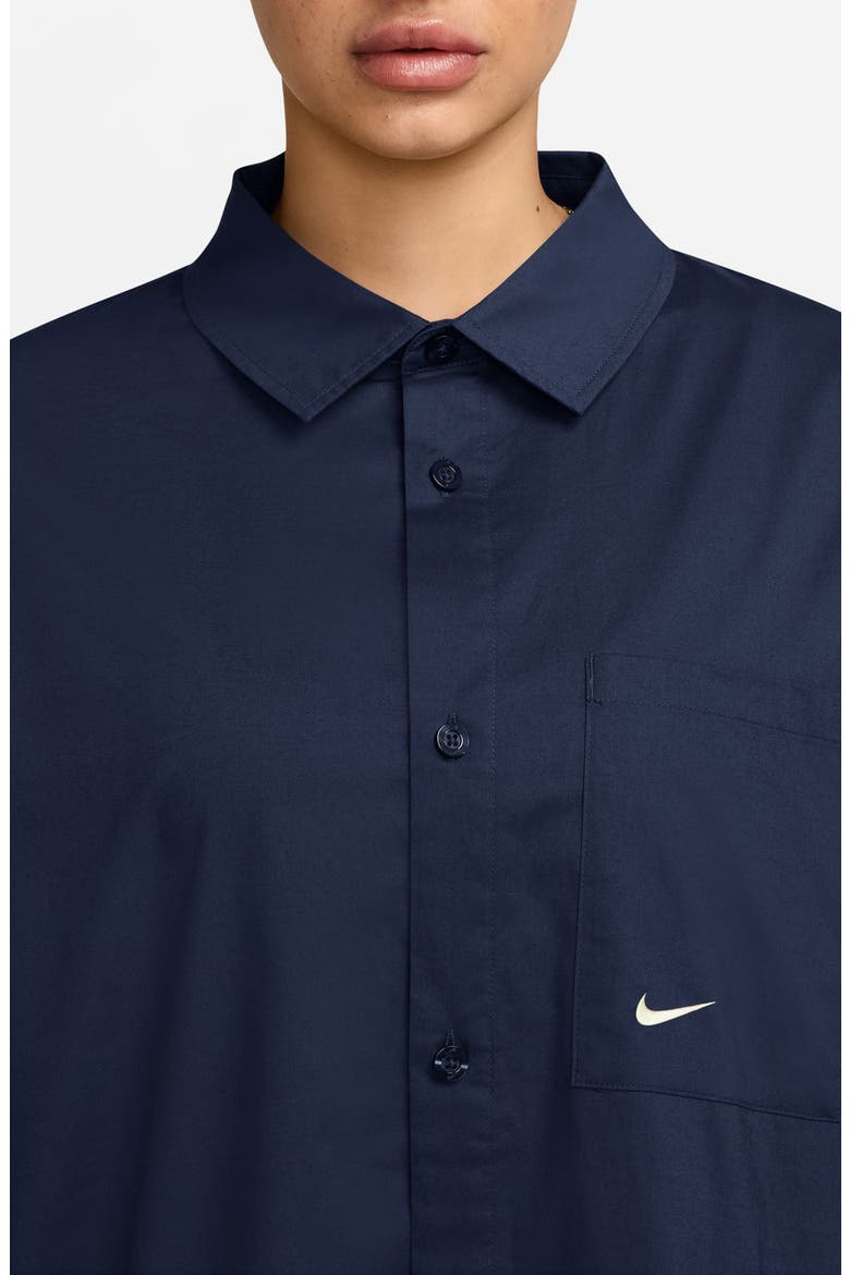 Sportswear Chill Stretch Cotton Poplin Button-Up Shirt, Alternate, color, MIDNIGHT NAVY/ SAIL