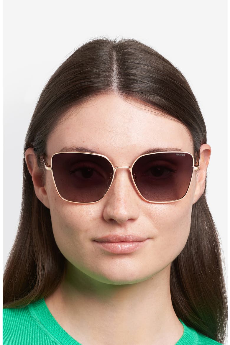 59mm Polarized Butterfly Sunglasses, Alternate, color, GOLD COPPER/ BROWN SF PZ