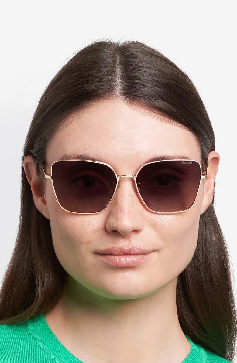 Polaroid 59mm Polarized Butterfly Sunglasses, Alternate, color, Gold Copper/ Brown Sf Pz