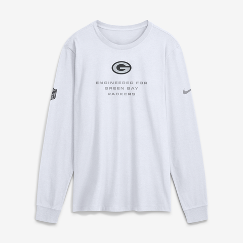 Men's Nike White Green Bay Packers Sideline Bold Arch Star Dri-FIT Long Sleeve T-Shirt